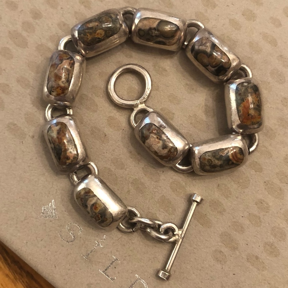 Rare Vintage Silpada Sterling Silver Leopard Skin Jasper Link Bracelet B0016 - Picture 10 of 16